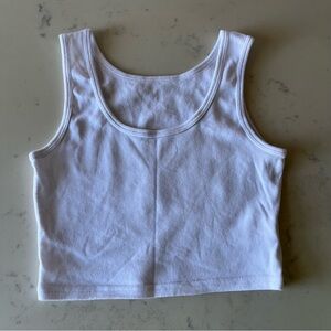 Women’s White Cotton Blend Crop Tank Top Size S